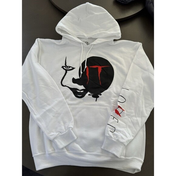 Bioworld IT Chapter 2 Enlarged Pennywise Face Adult LOVER Hoodie white M Gift - Picture 4 of 8